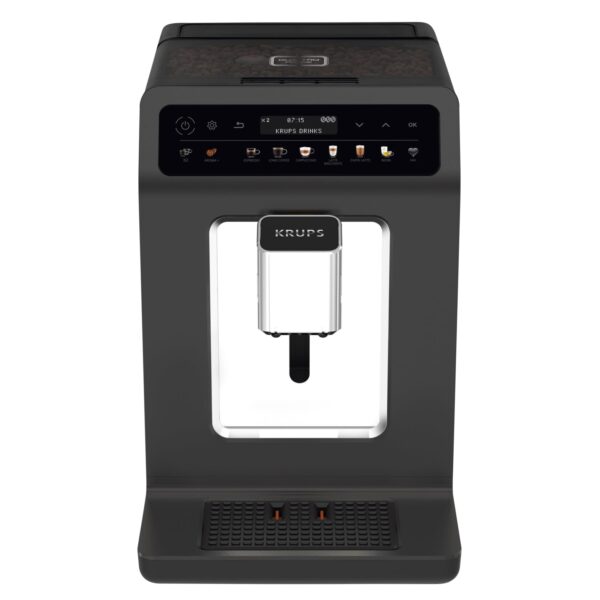Krups Evidence One Kaffeevollautomat mit Milchschlauch, 12 Getränke, 2-Tassen-Funktion, Farbdisplay, Kaffeemaschine, TÜV-Siegel, Schwarz, EA895N10